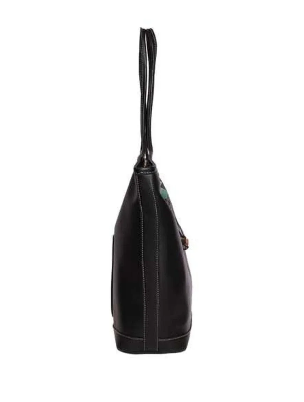 Steve Madden Black Leather Shoulder Tote with Gold Accent